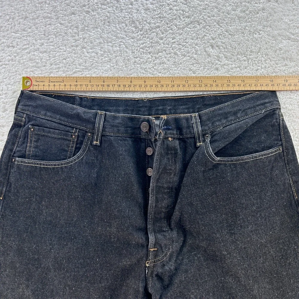 Levis 501 Jeans Men's 36X29 Black Button Fly Straight Leg -‎ Altered -Pre-Own